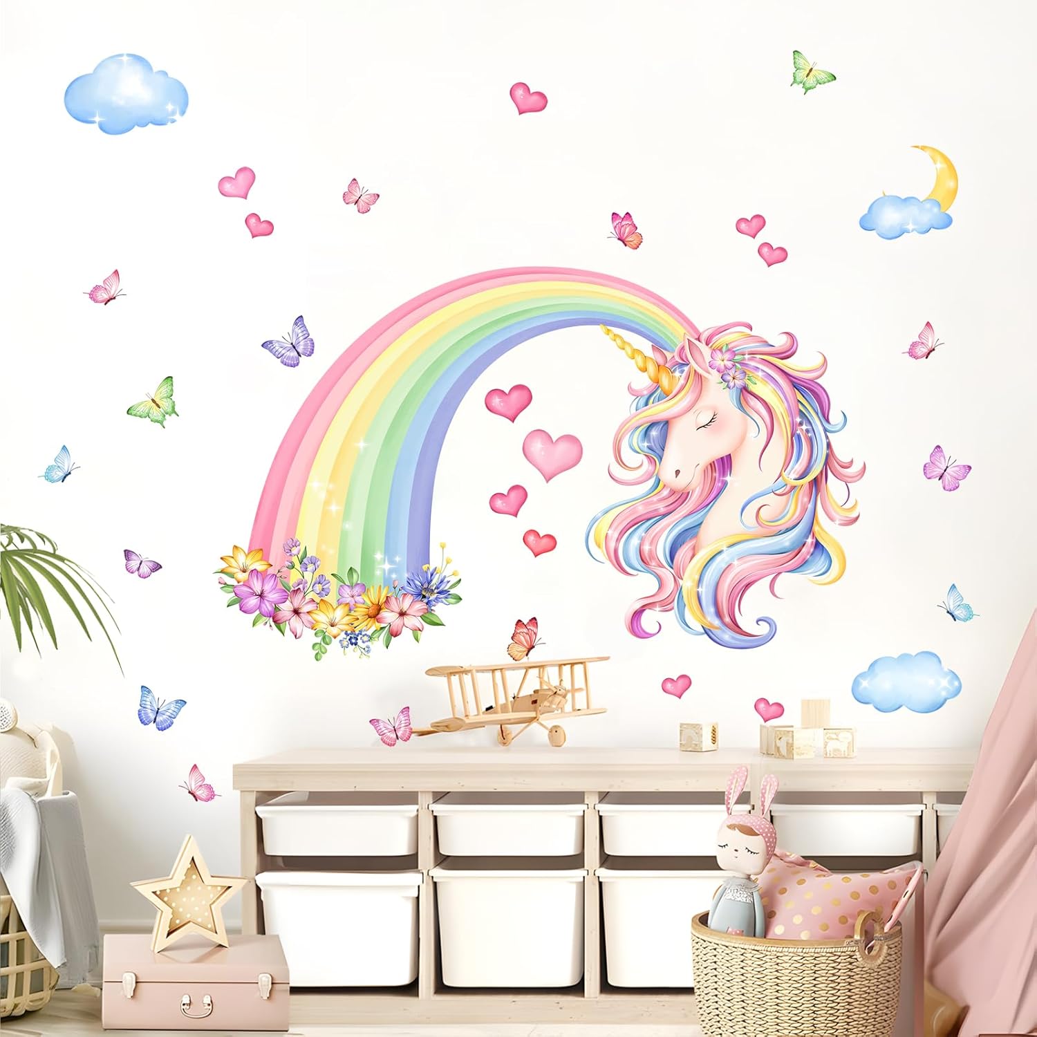 Rainbow Unicorn Wall Decals for Girls Room Decor
