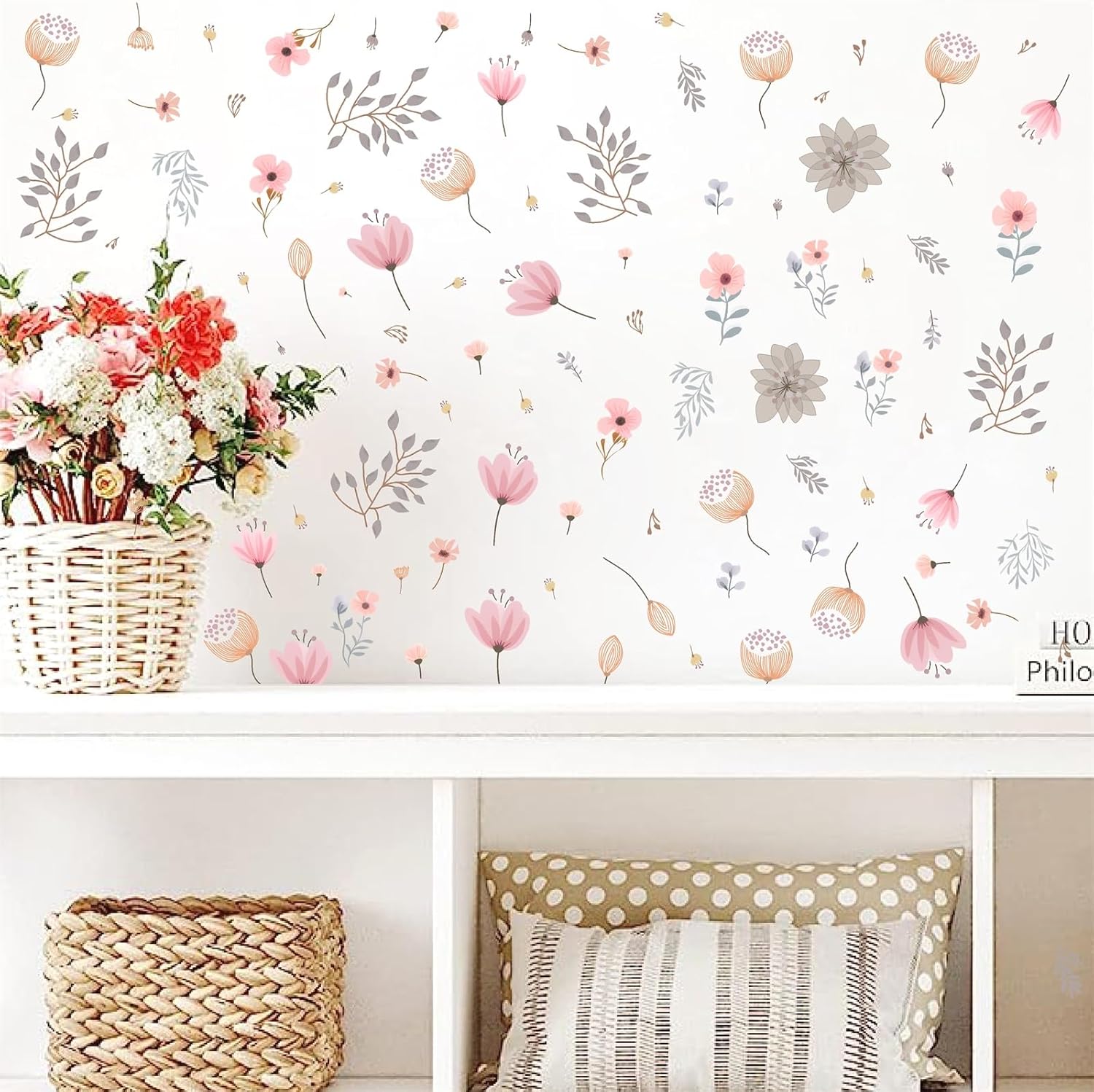 Kazova Boho Flower Wall Decals Peel and Stick