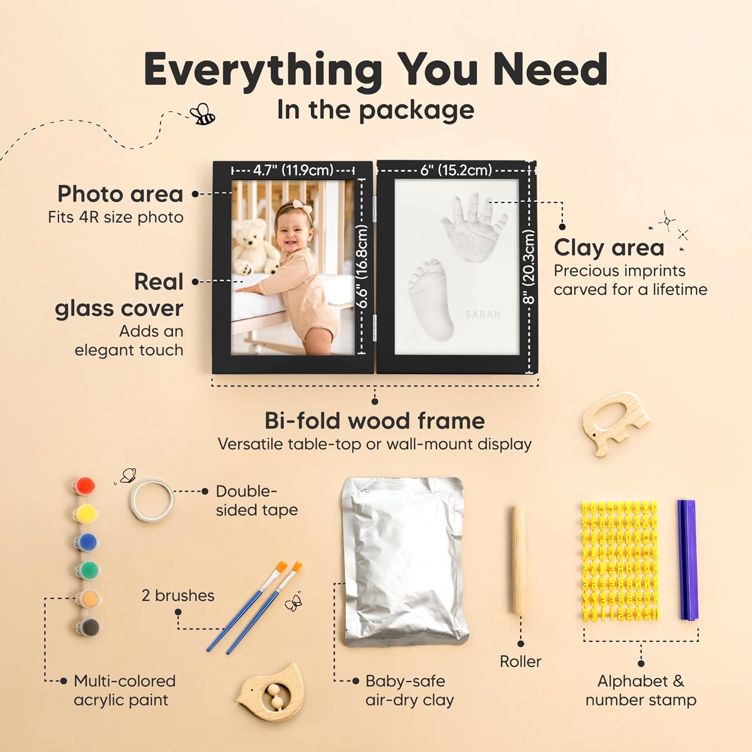 KeaBabies Personalized Baby Hand and Footprint Kit