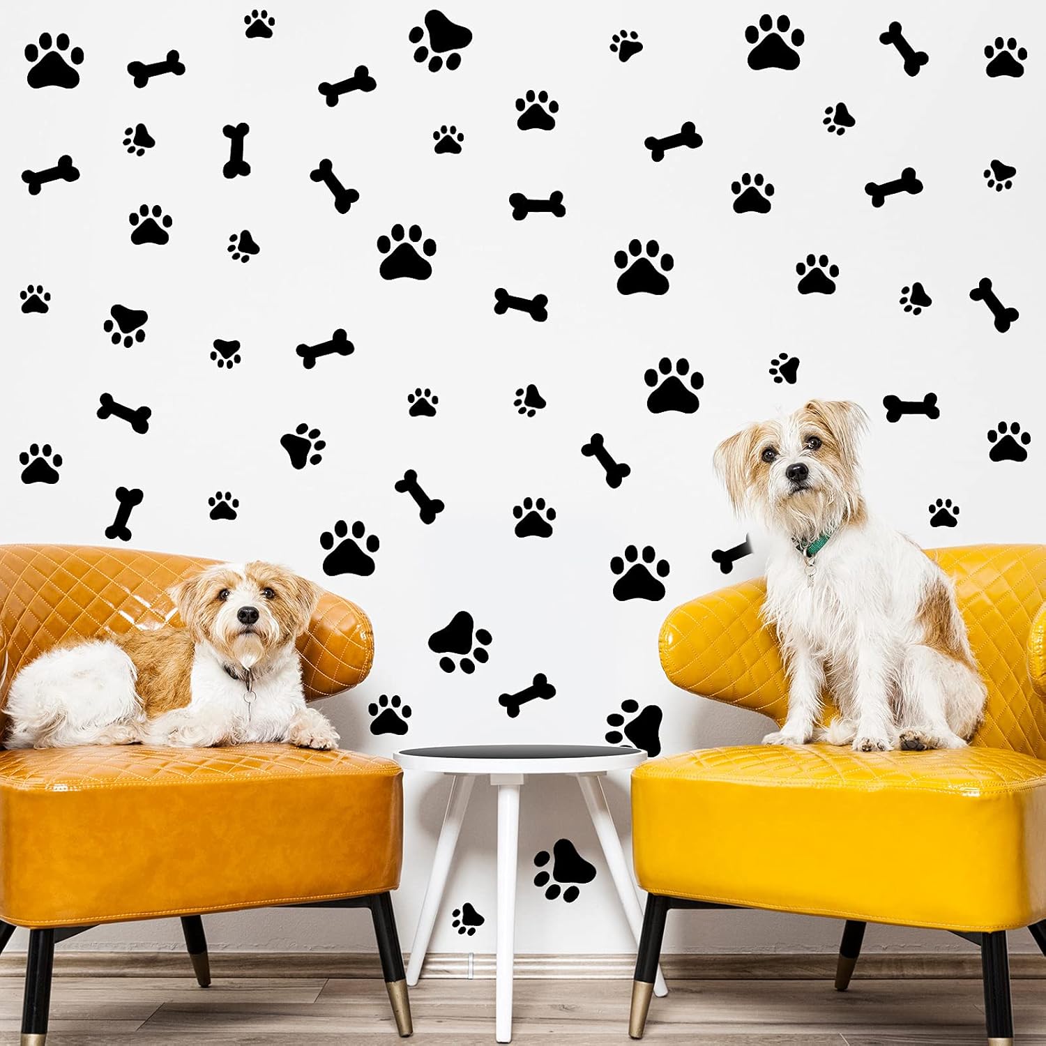 76 Pieces Black Dog Paw Decal Wall Sticker