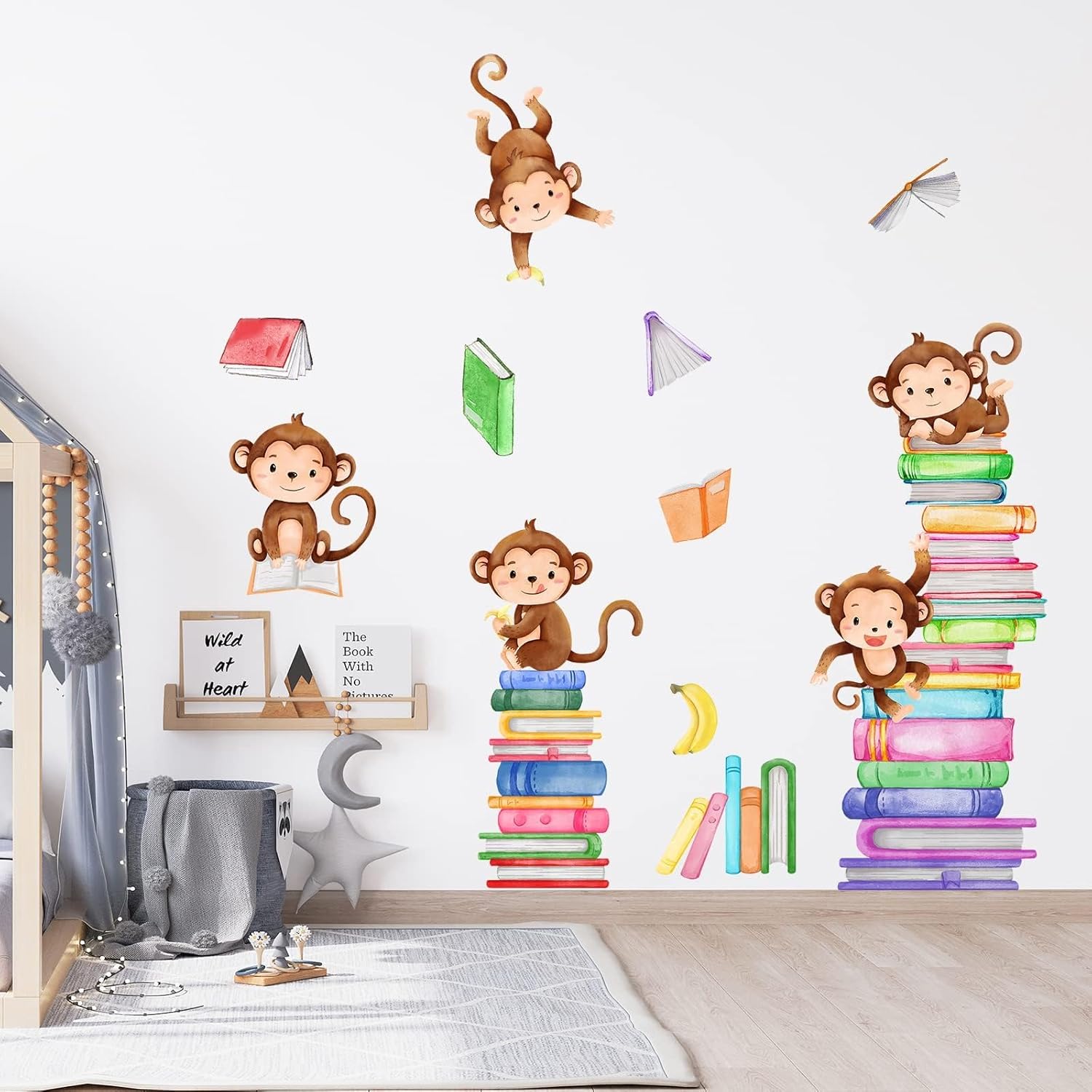 Monkey Wall Decals for Baby Nursery Bedroom Classroom Decor