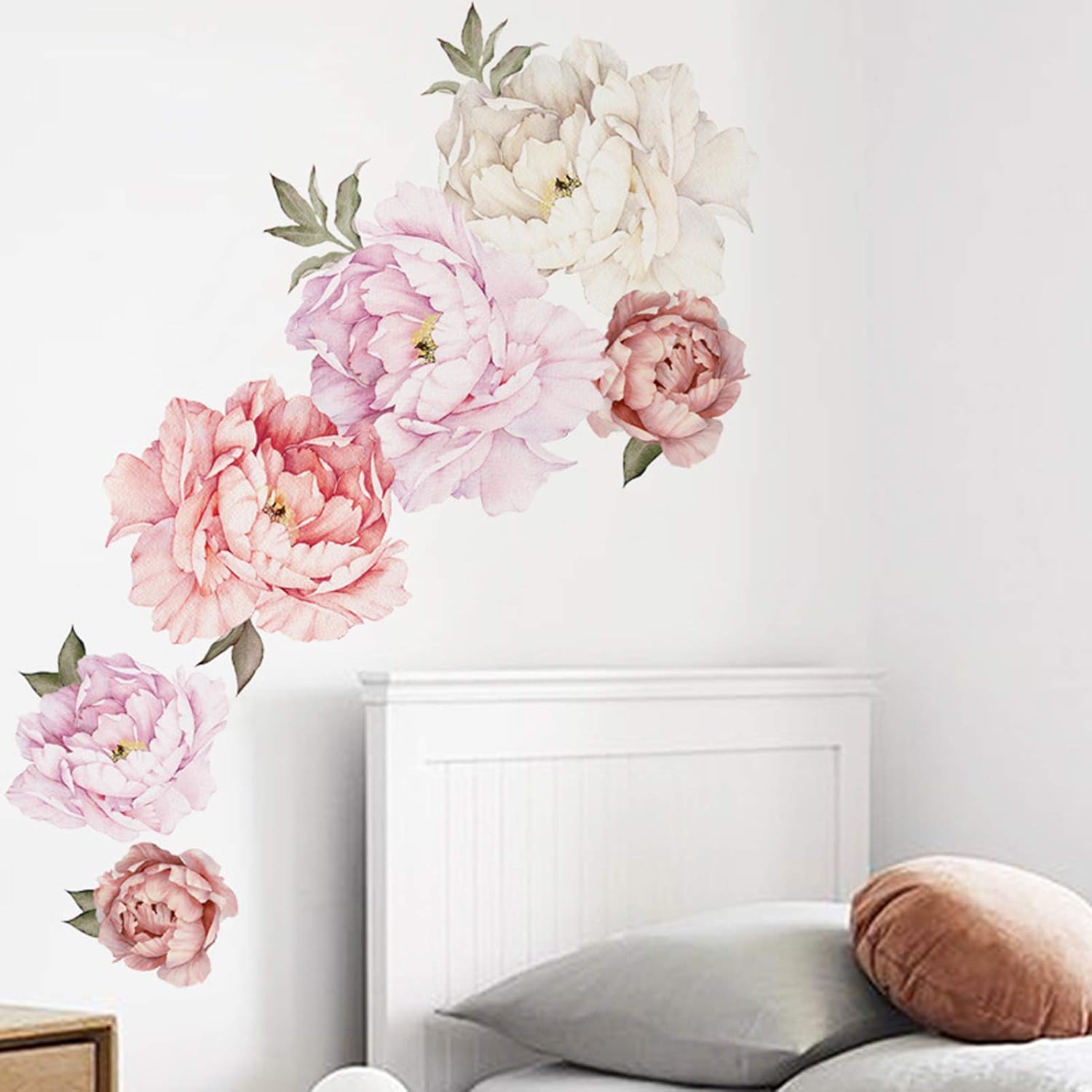Watercolor Peony Flowers Wall Decals for Bedroom and Living Room