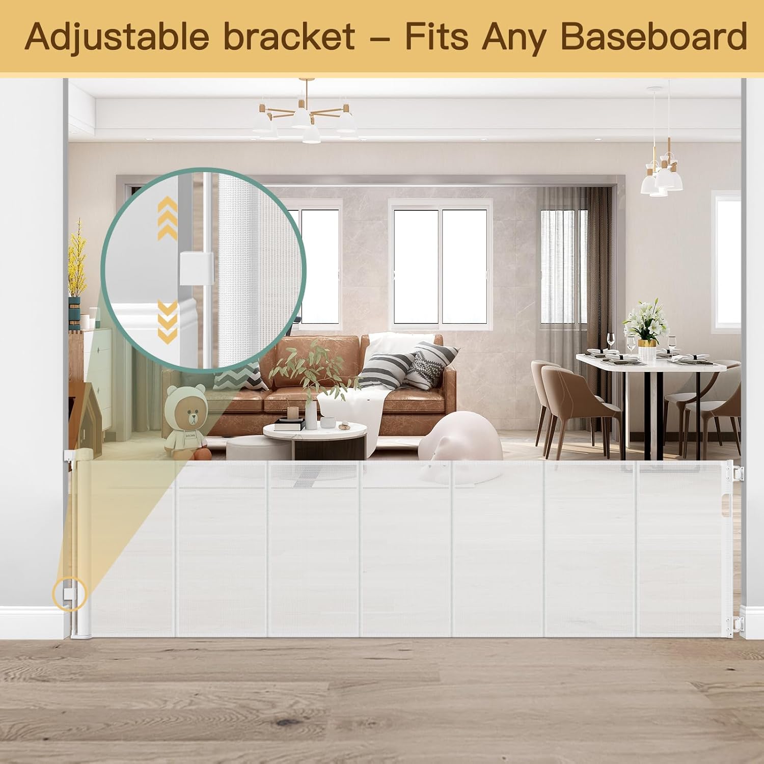 Reinforced Retractable Baby Gate 120 Inch Extra Wide