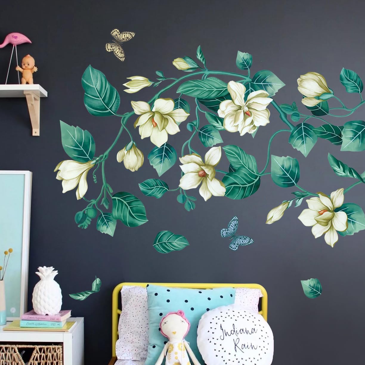 Amaonm Removable DIY 3D Blue Flower Wall Decals