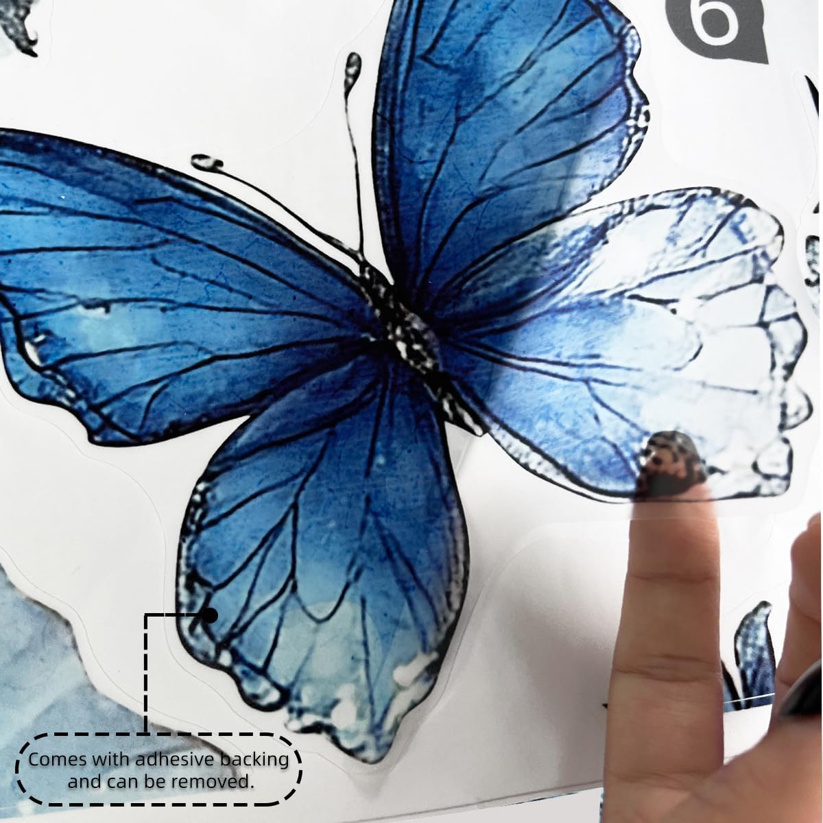 2 Sheets Blue Butterfly Wall Decals for Kids Room