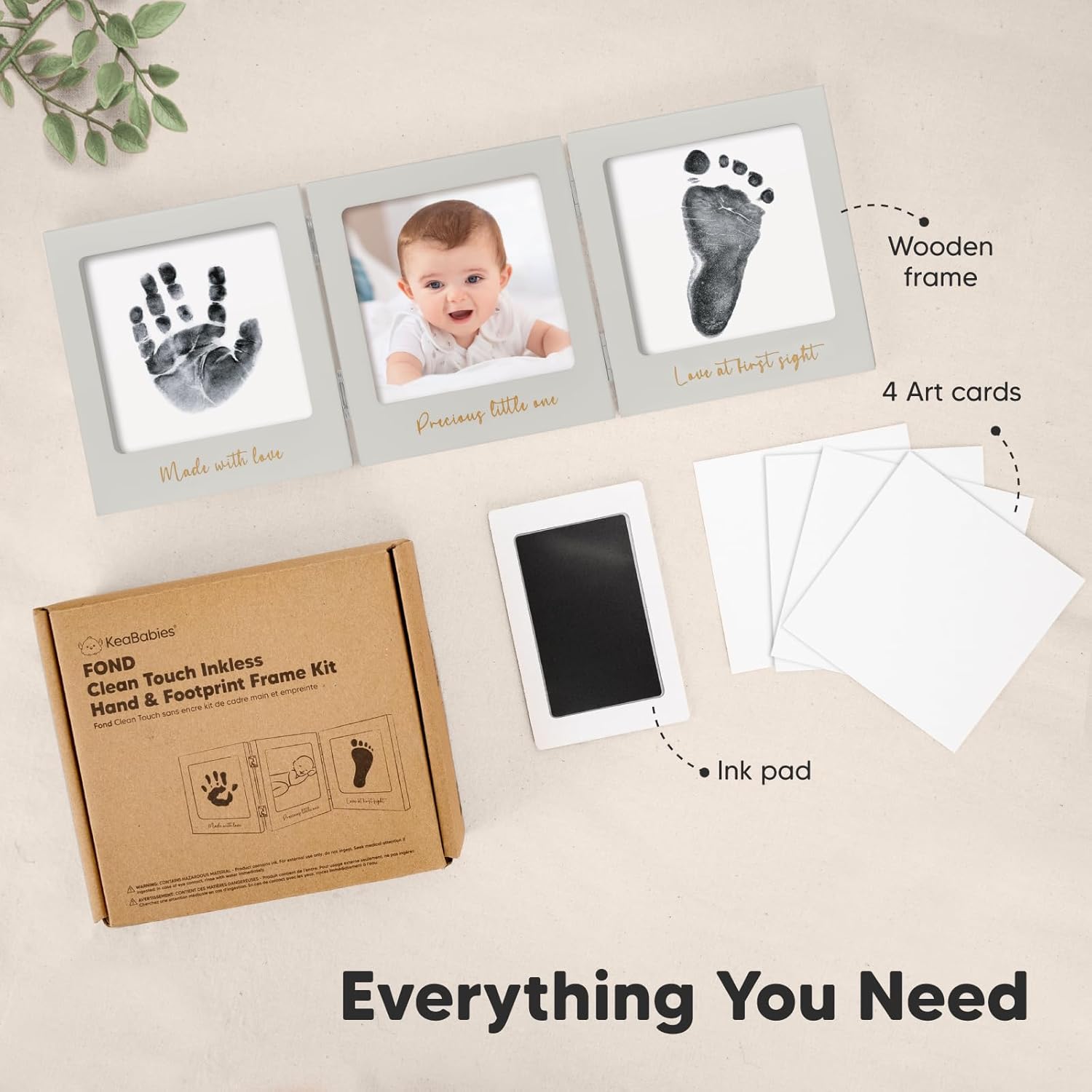 KeaBabies Inkless Handprint Footprint Keepsake Frame