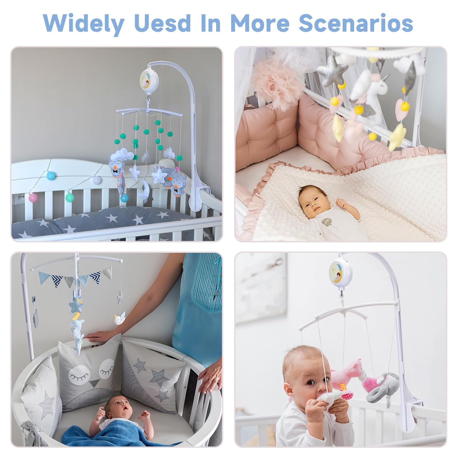 Baby Crib Mobile Arm Holder - White