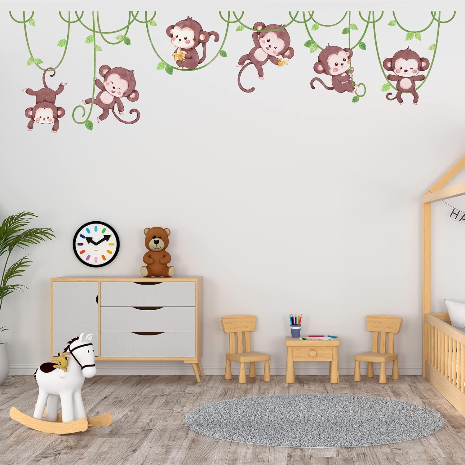 Monkey Wall Stickers Jungle Decor for Kids Room