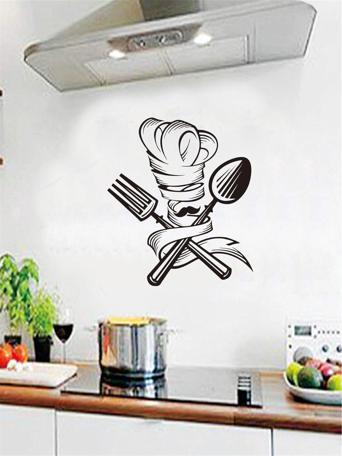 Whimsical Chef Wall Sticker - 17x19 Inches Black