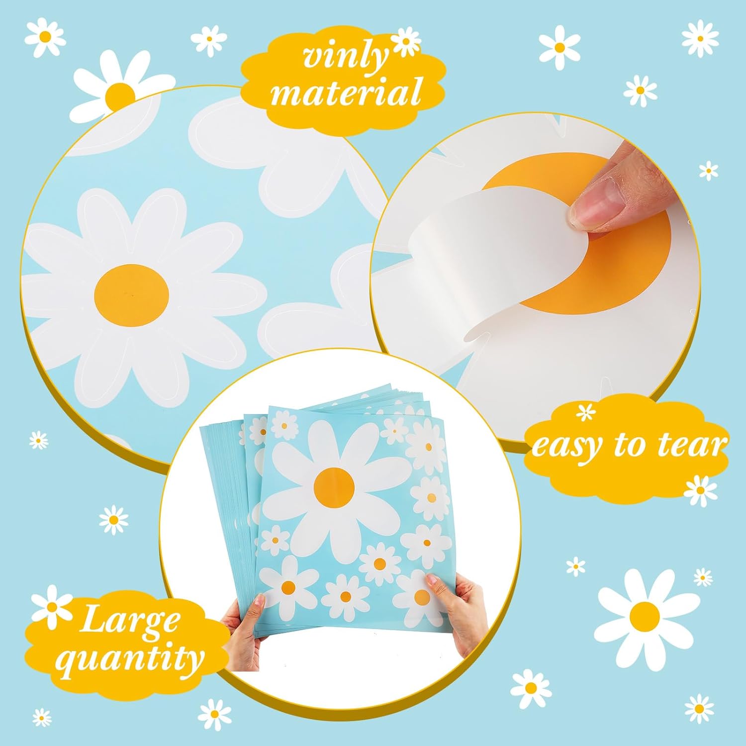 TaoBary 165 Piece Daisy Wall Decals for Home Decor
