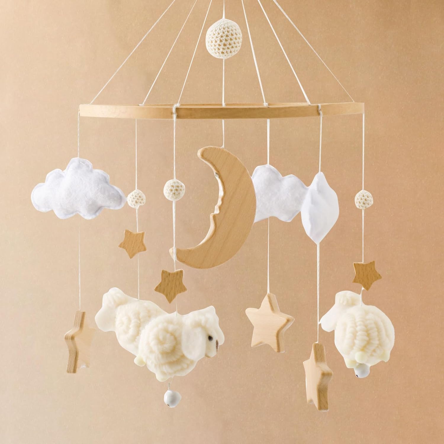 2025 Bohemian Style Baby Mobile with Clouds Moon Sheep
