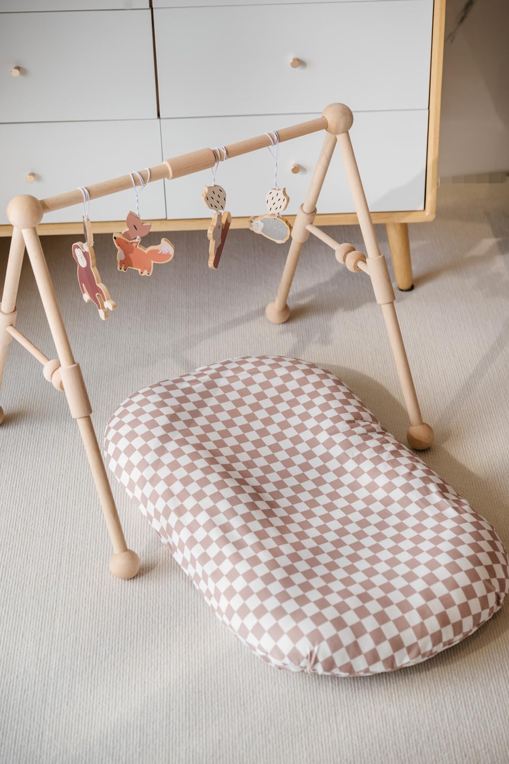 Little Jump Cotton Baby Lounger Covers 2 Pack Coffee Checkered