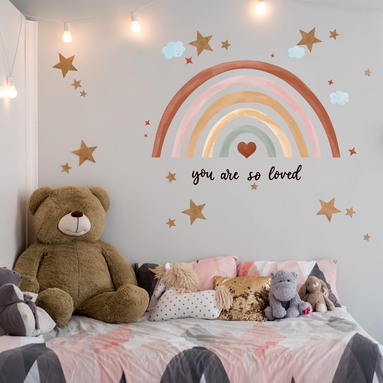 Containlol 30x14 Inch Rainbow Wall Decal for Kids Bedroom