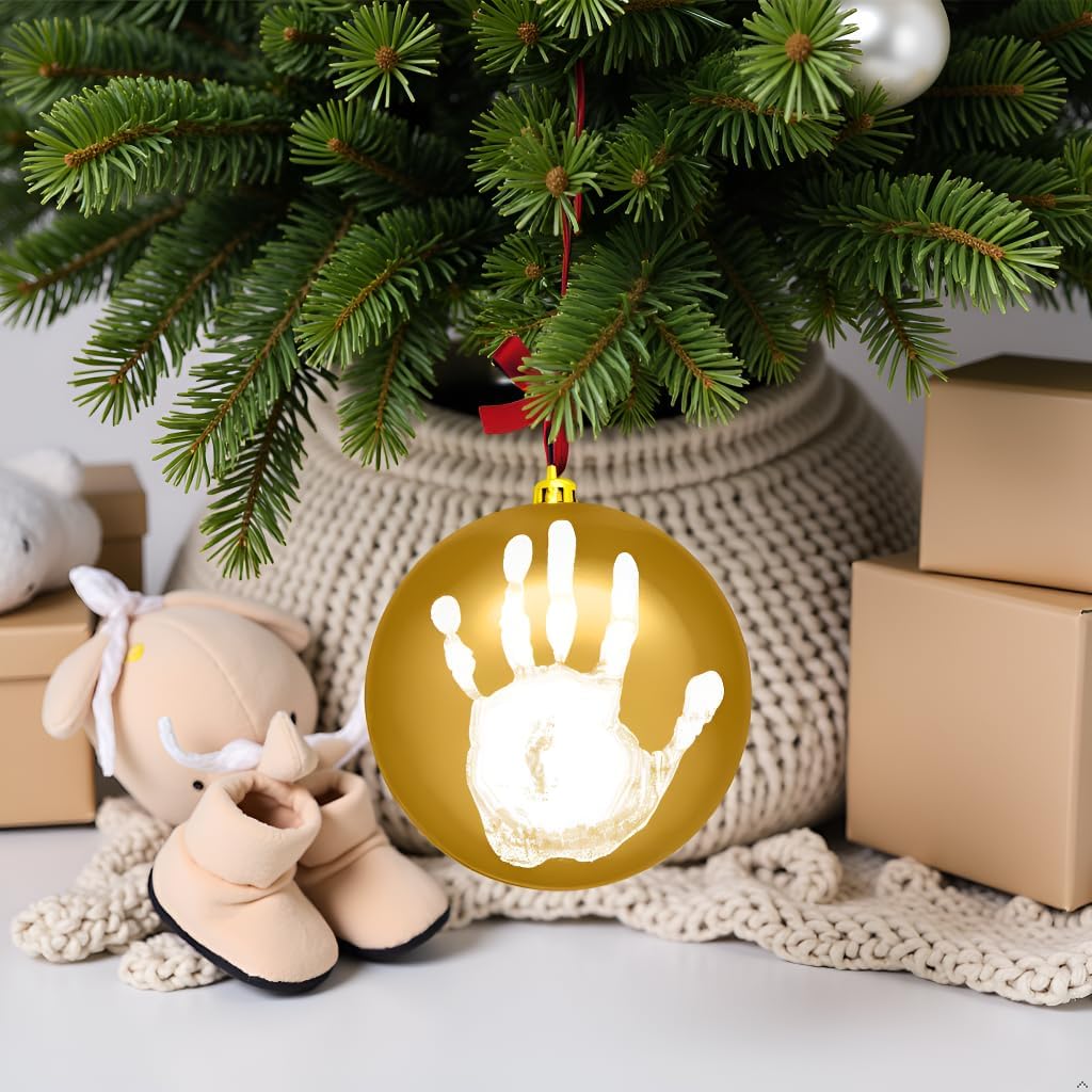Tiny Ideas Christmas Baby Print Ball Ornament with Paint