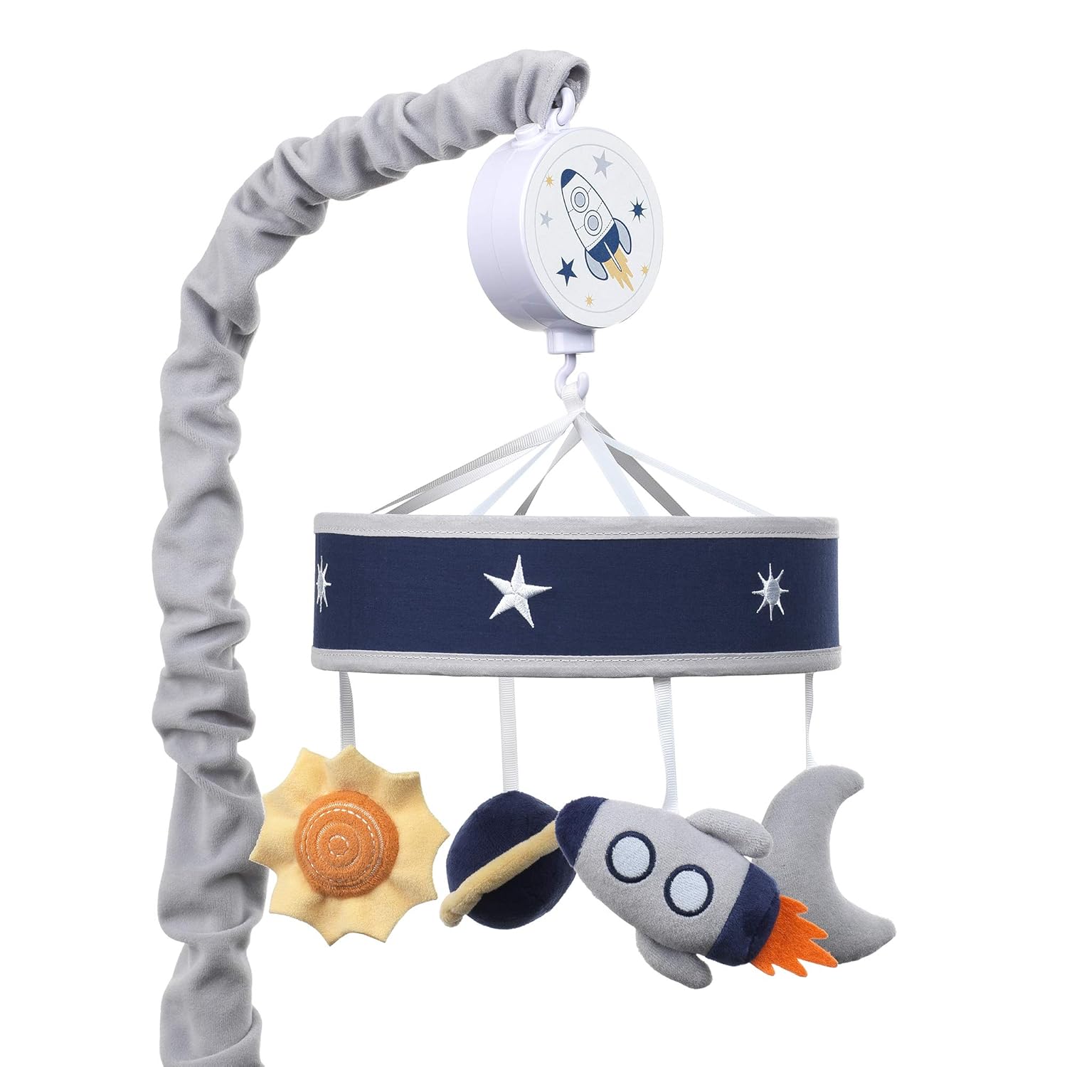 Lambs Ivy Milky Way Musical Crib Mobile - Blue Navy Gray Space Theme