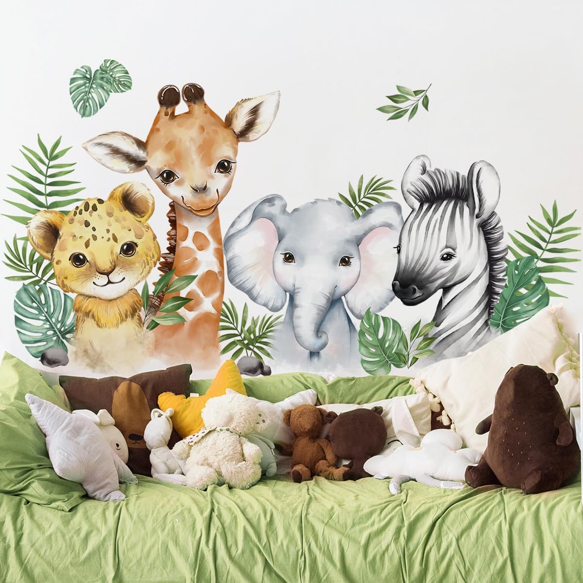 5251x2362 Inch Watercolor Jungle Animal Wall Decals