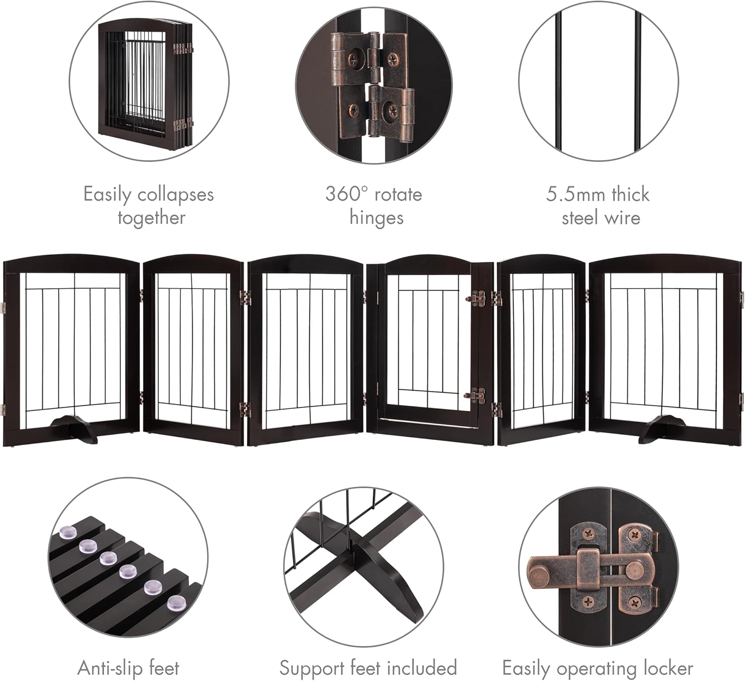 PAWLAND Indoor Dog Gate with Walk Through Door
