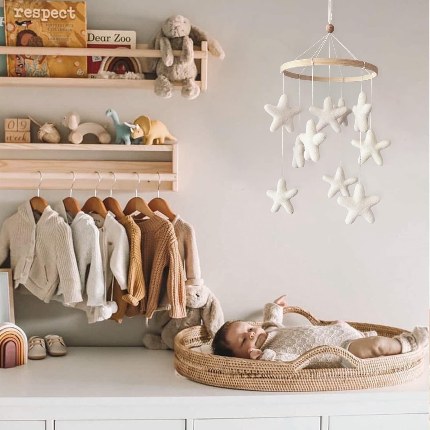 Gender Neutral Baby Mobile - Felt Star Boho Decor