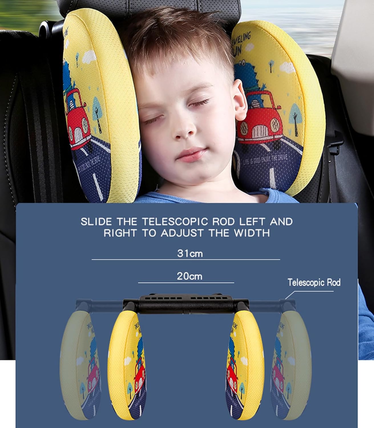 Kwaks Car Headrest Pillow for Kids and Adults