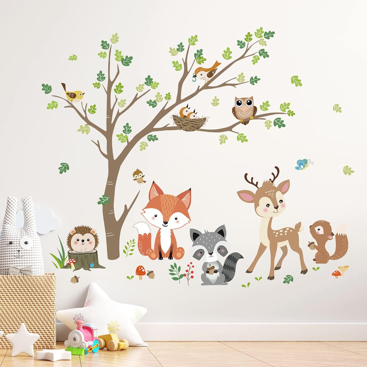 Decalmile Woodland Animals Tree Wall Decals