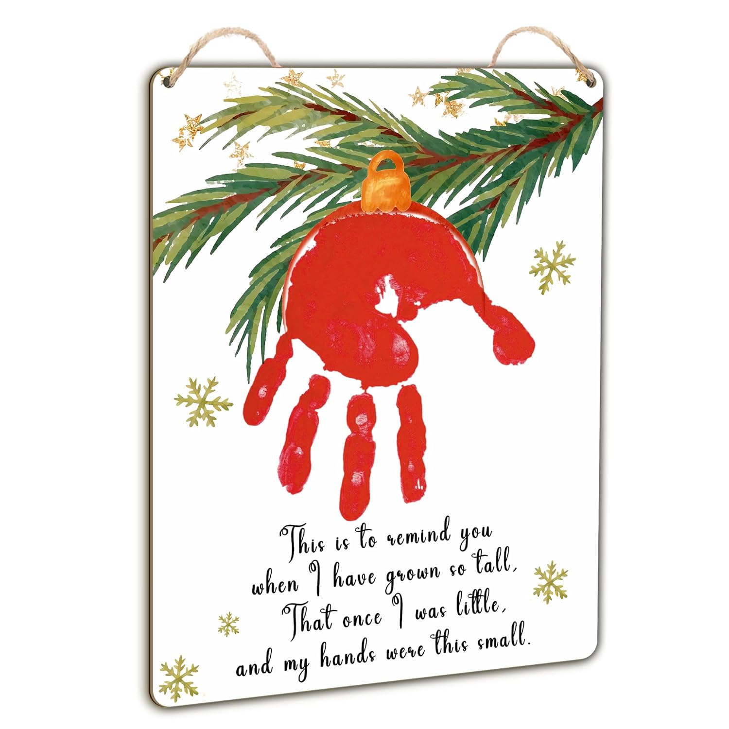 Red Christmas Handprint Hanging Sign 2024 DIY Baby Keepsake Craft