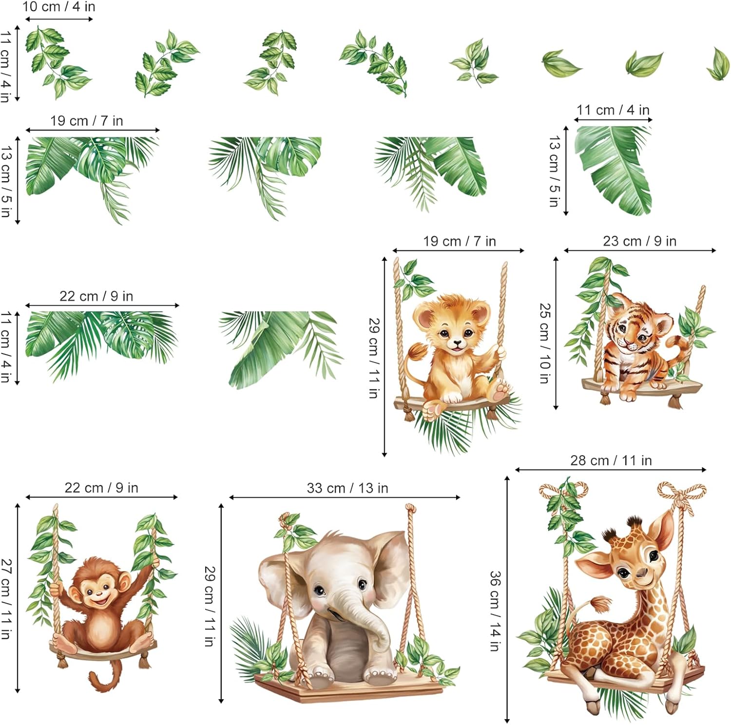 Jungle Animal Wall Stickers for Kids Room Decor