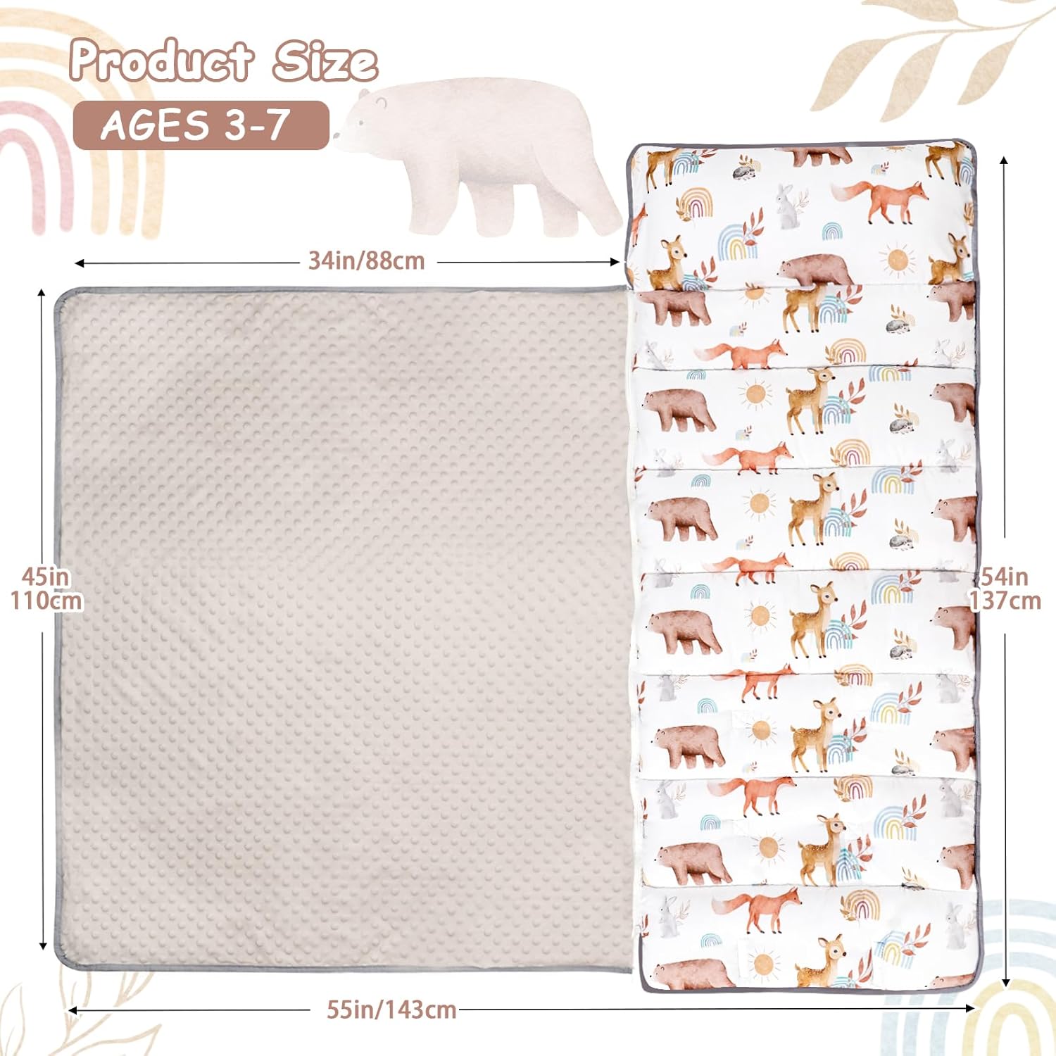 Toddler Nap Mat with Pillow and Blanket Soft Portable Sleep Mat for Kids