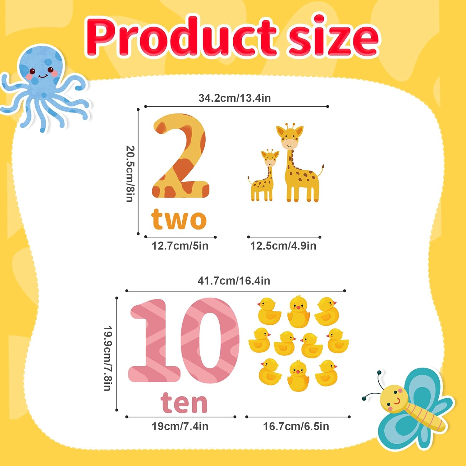 Educational Number Wall Decals for Kids 1-10