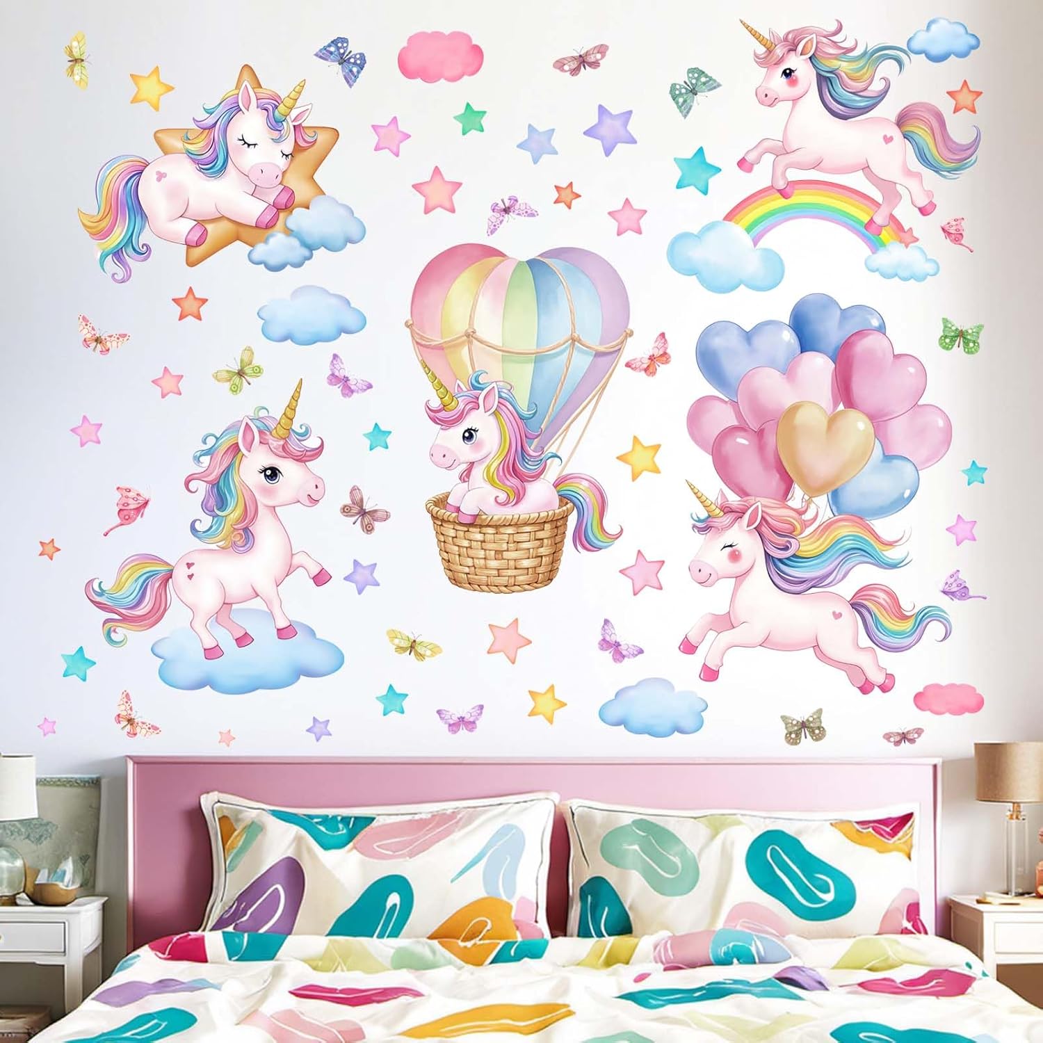 Amimagen Unicorn Rainbow Wall Decals for Kids
