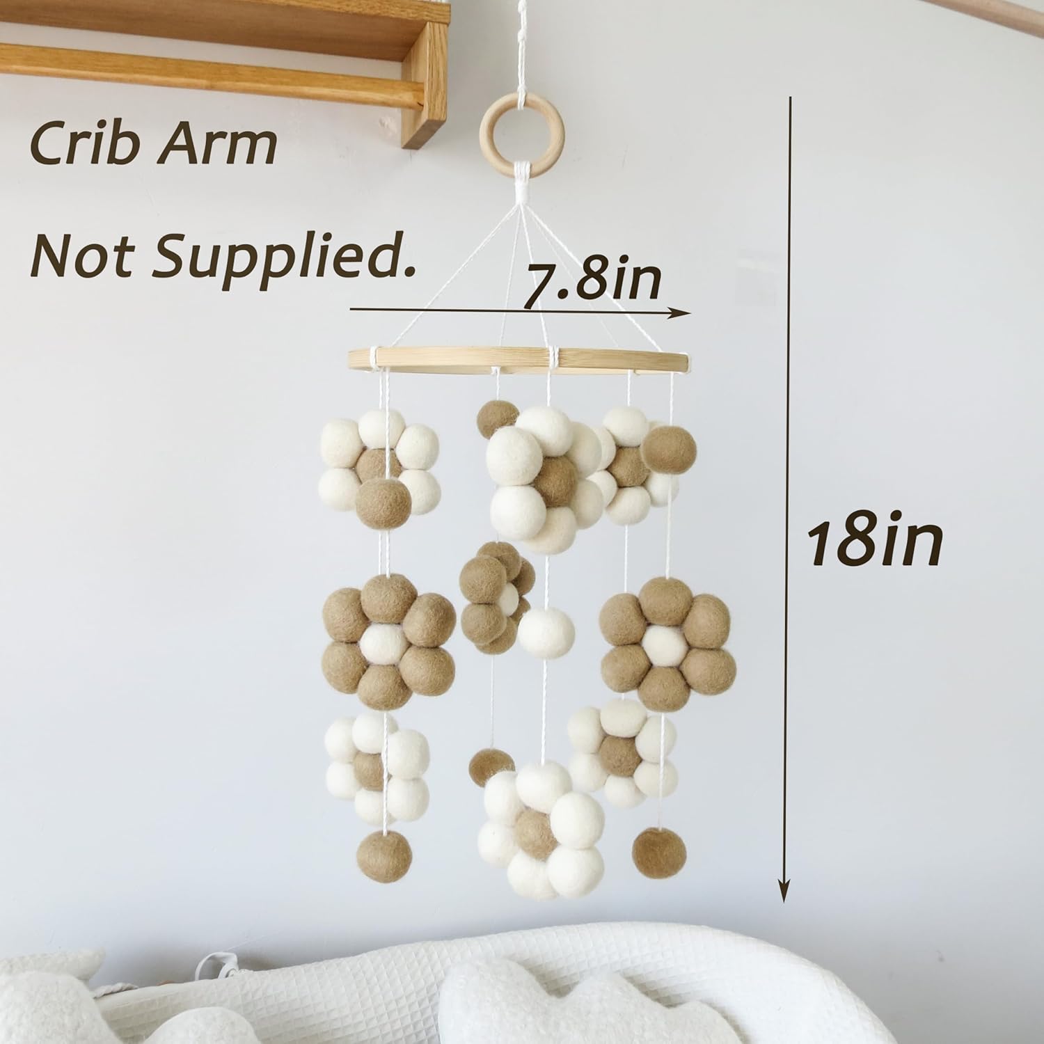 GOUKURLSMA Neutral Daisy Crib Mobile for Babies