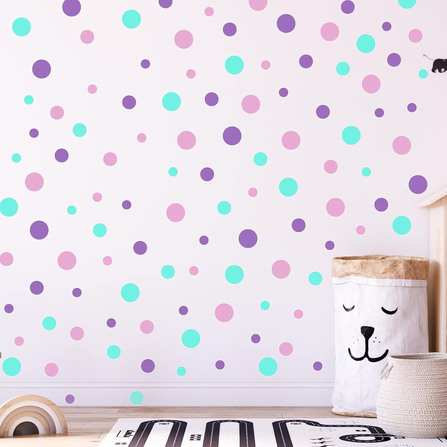 288 Piece Assorted Polka Dot Wall Decals for Bedroom and Nursery