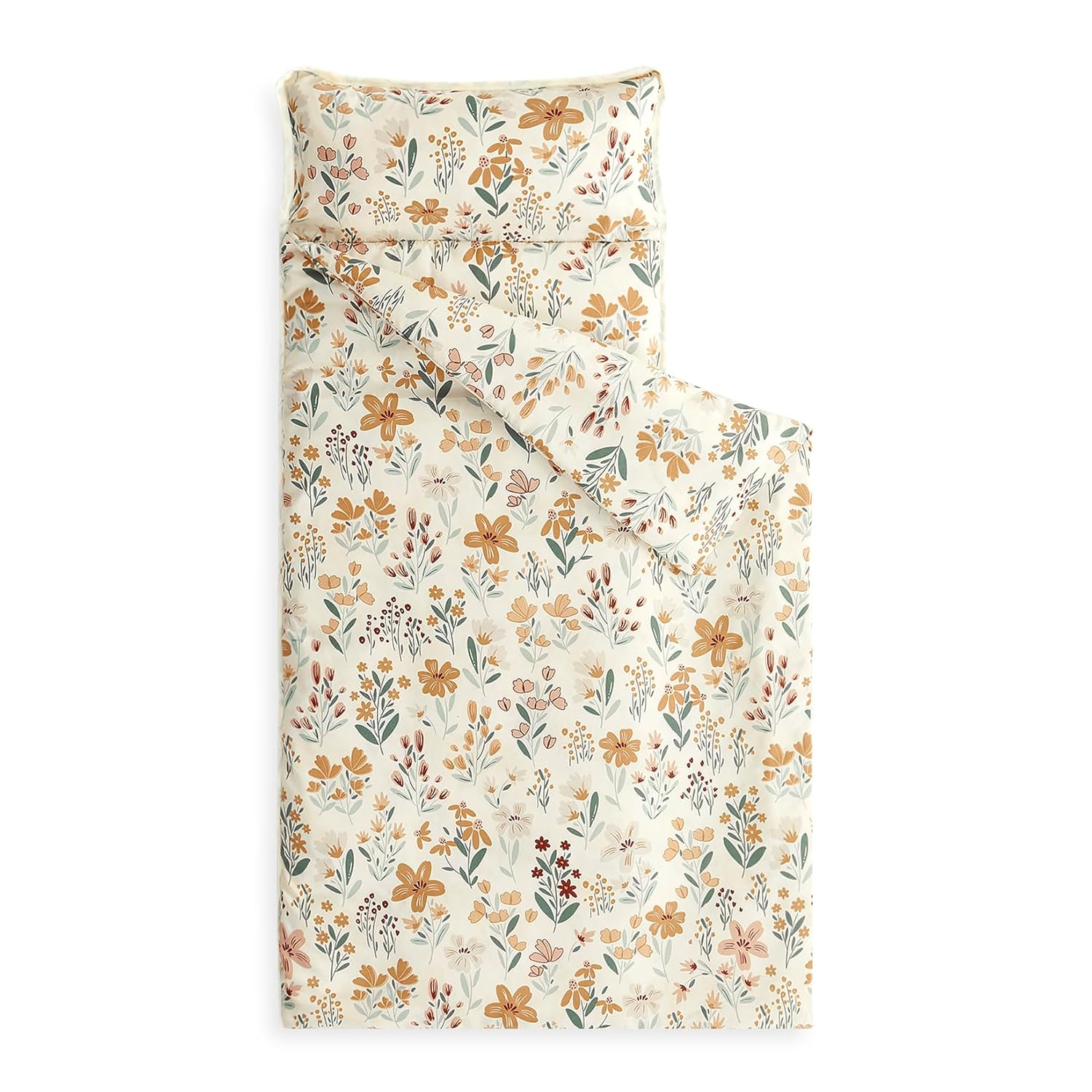 Wake In Cloud Toddler Nap Mat with Pillow and Blanket Orange Cream