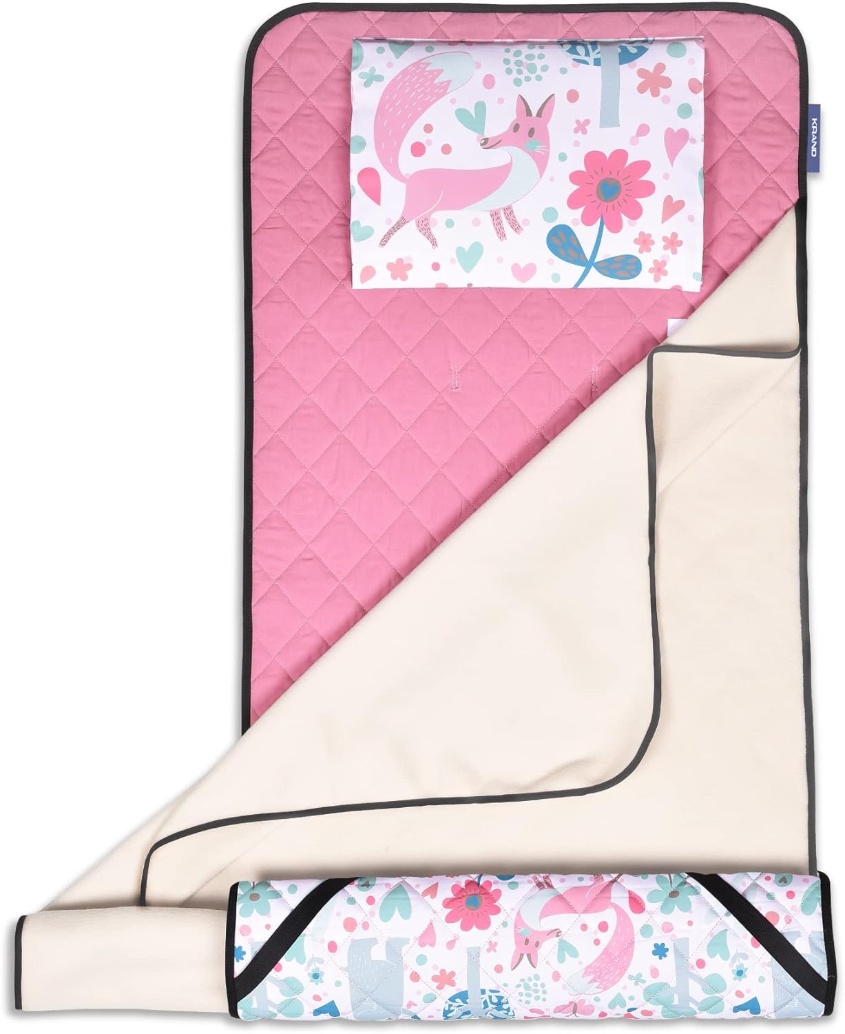 Toddler Nap Mat with Cotton Inner and Pillow for Daycare Travel