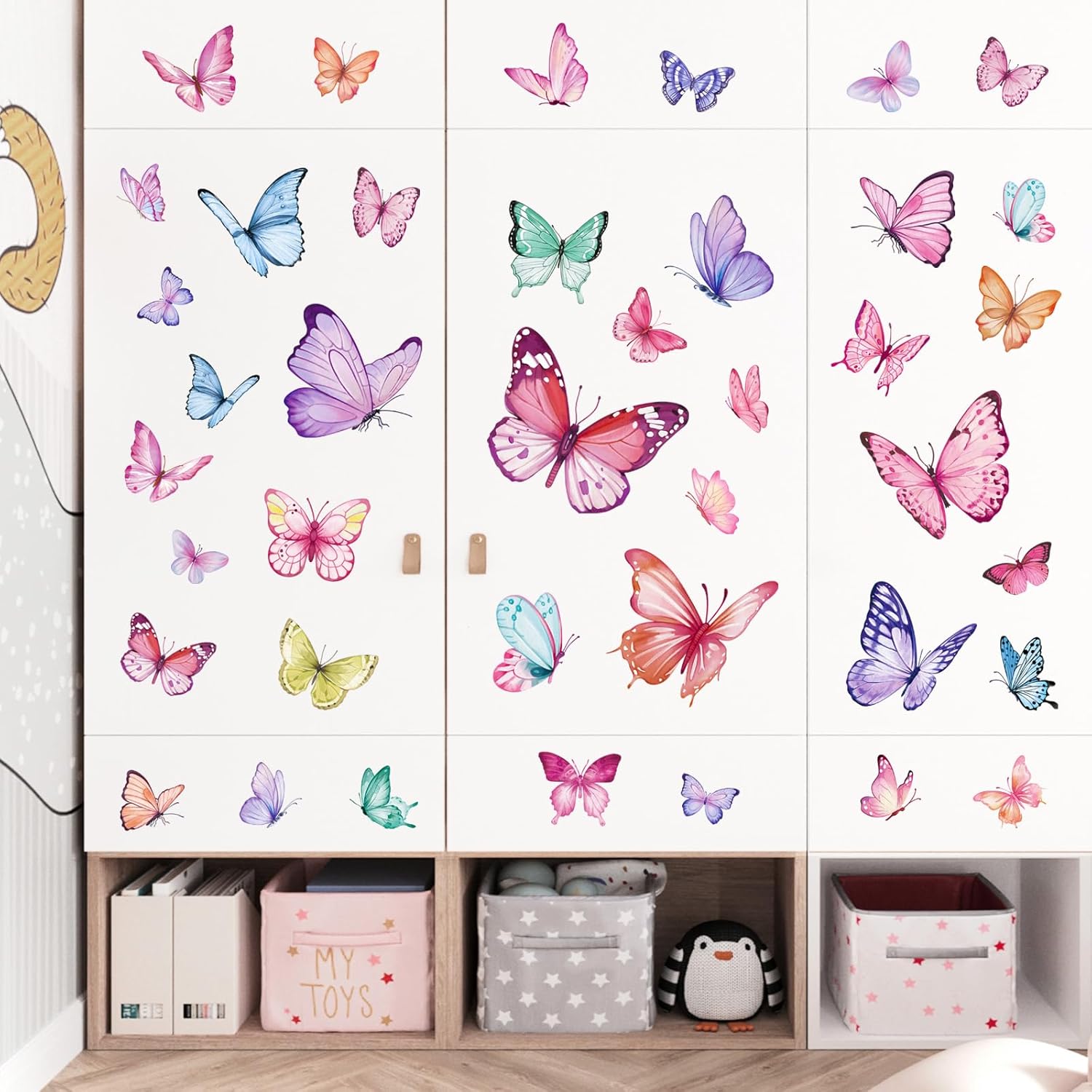 Wondever Watercolor Butterfly Wall Stickers for Girls Bedroom Baby Nursery