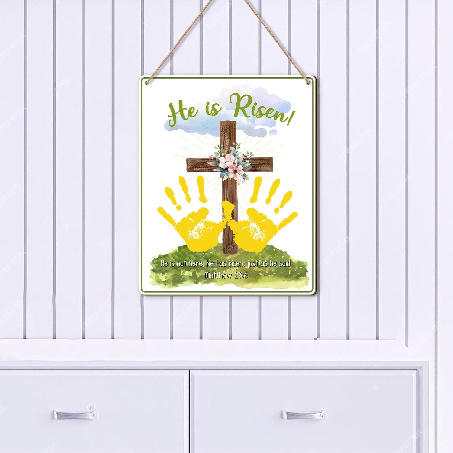 Easter Handprint Craft for Kids He Is Risen Keepsake Sign