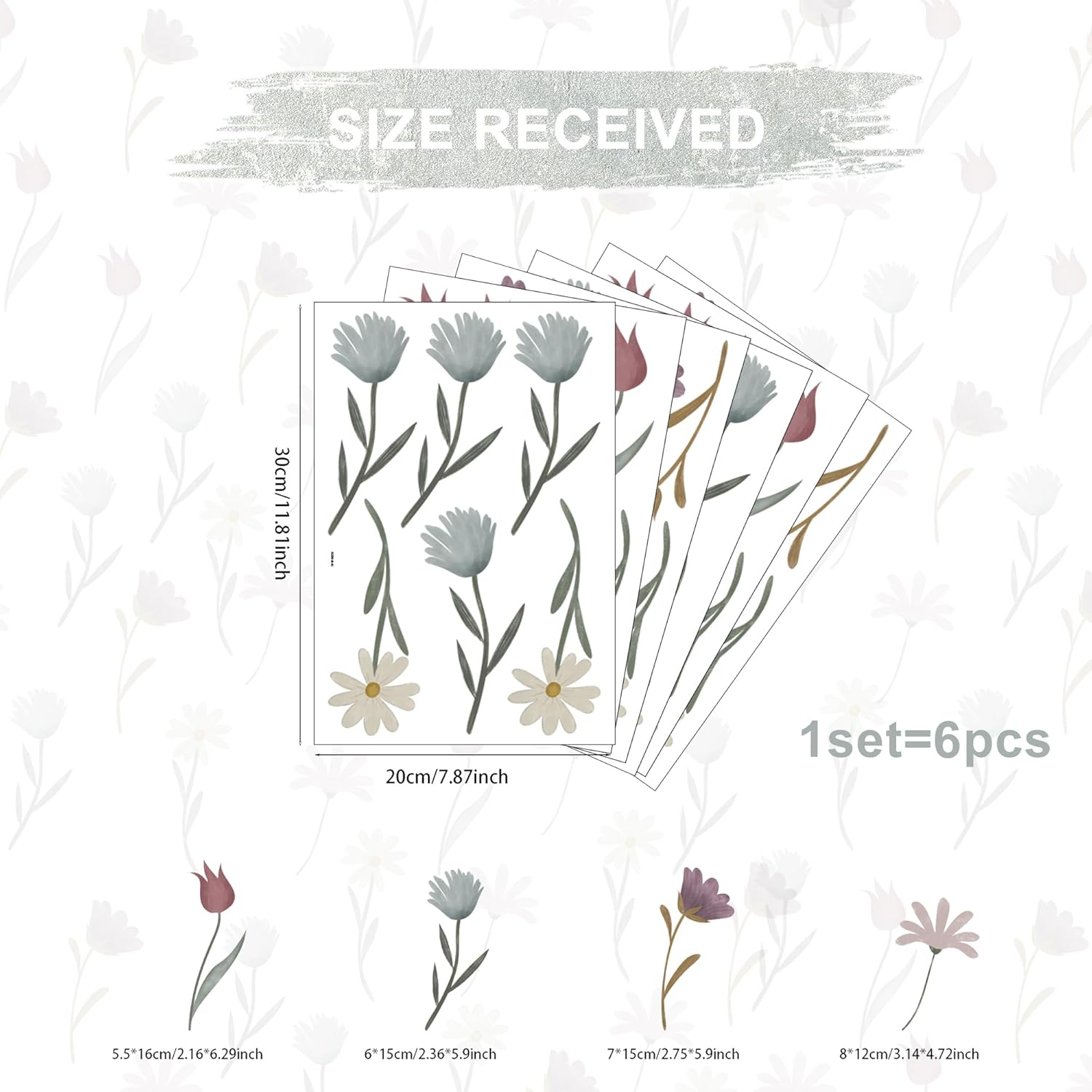 Boho Wildflower Wall Stickers for Girls Bedroom Decor