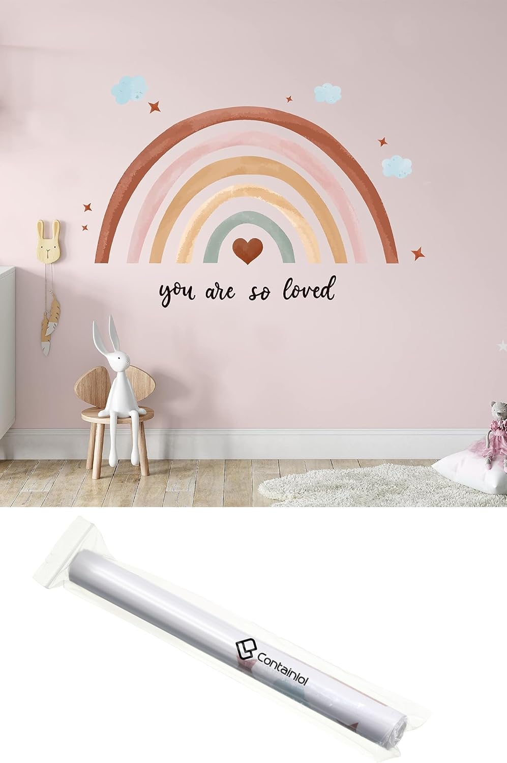 Containlol 30x14 Inch Rainbow Wall Decal for Kids Bedroom