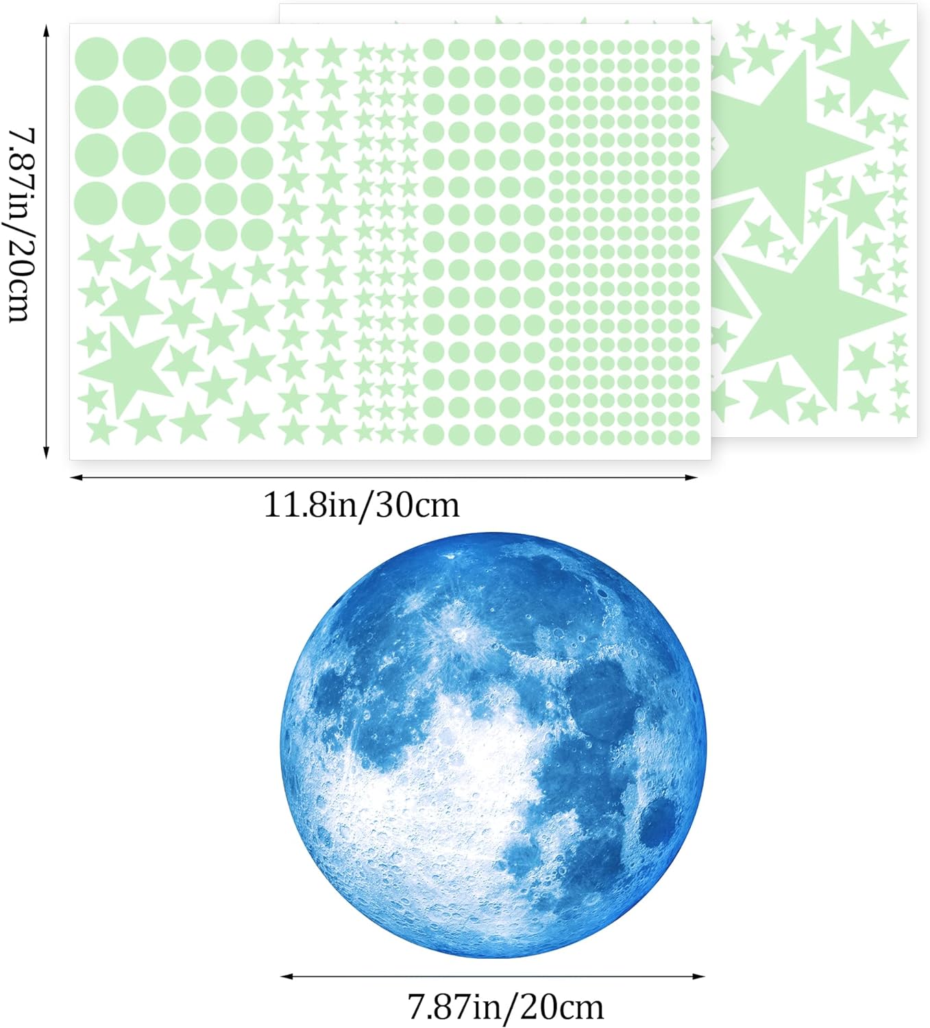 492Pcs Glow in the Dark Stars Ceiling Moon Space Wall Decals