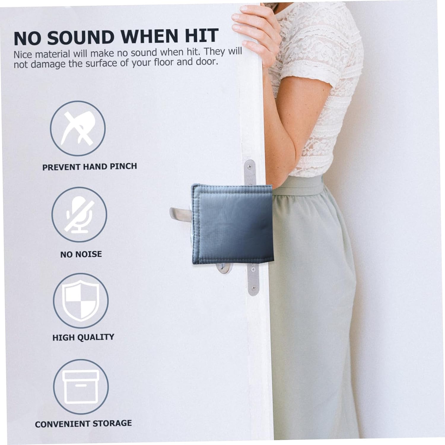 3pcs Door Cushion with Elastic Straps Noise Reducing Door Stopper