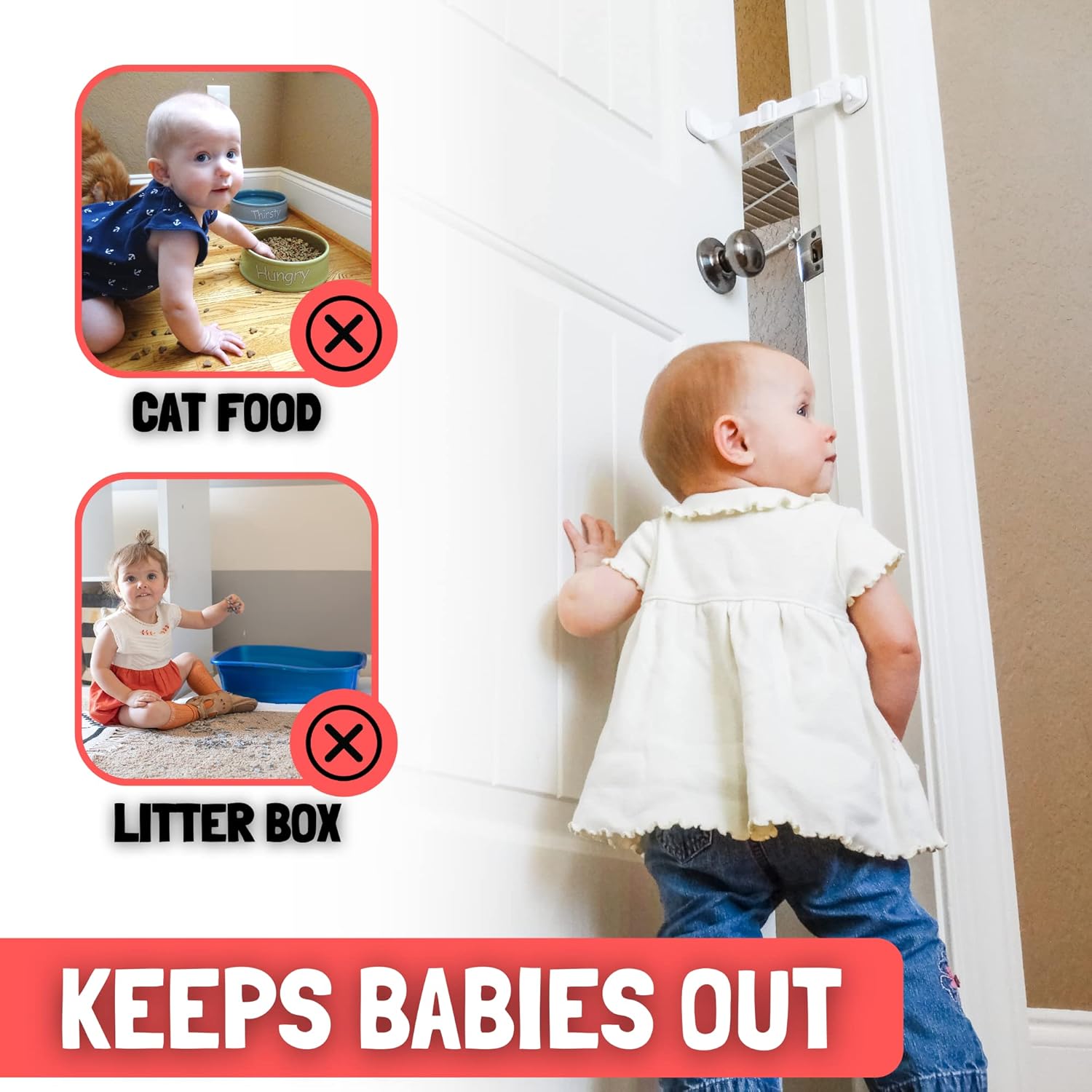 Door Buddy Adjustable Baby Proof Door Strap for Cats - Caramel