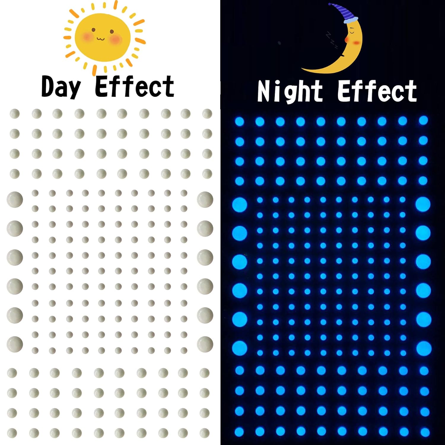 808 PCS Glow in The Dark Stars for Ceiling Wall Decor Stickers 3D Adhesive Dots Decor Starry Sky for Kids Bedroom