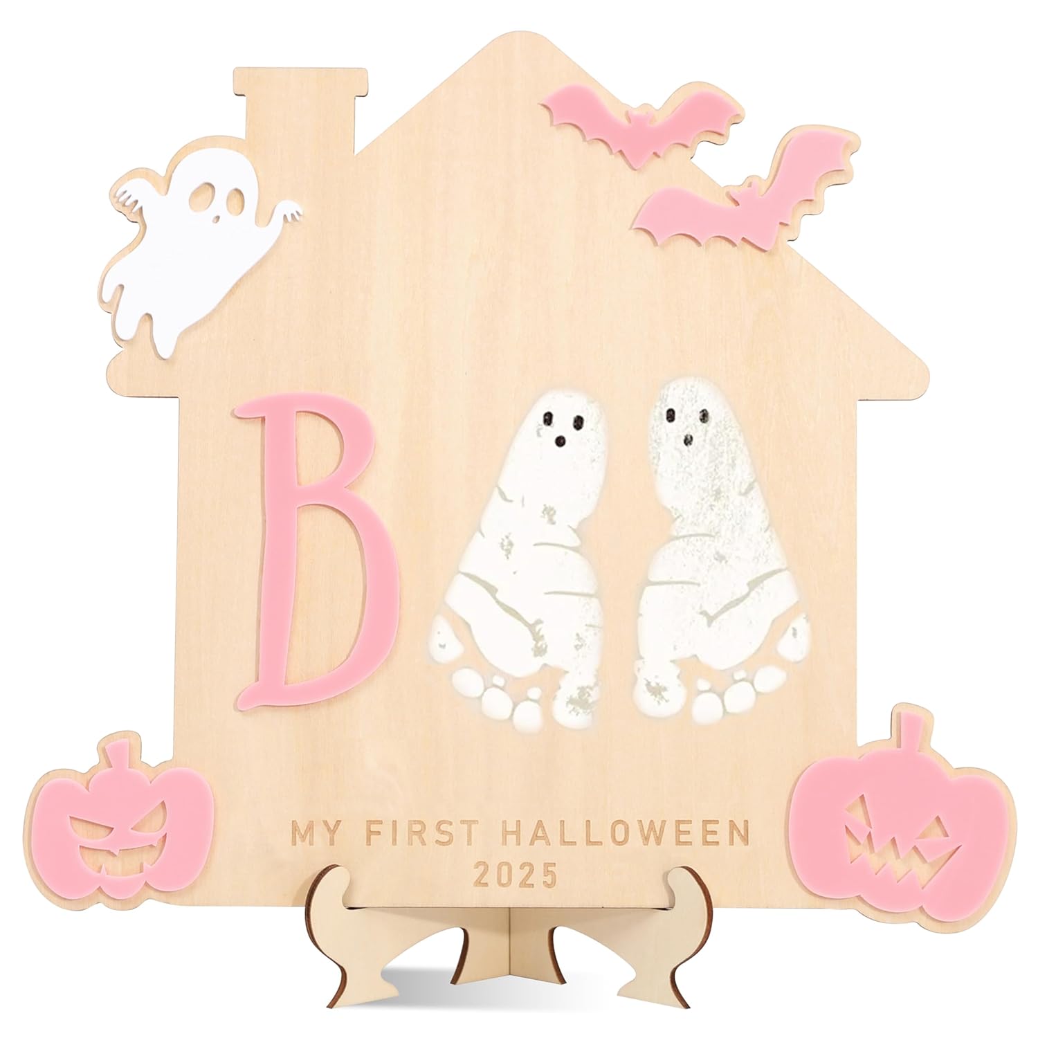 Halloween Footprint Art Sign My Little Boo Pink