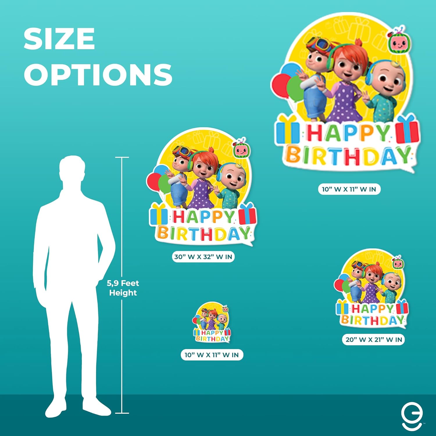 EGD CoComelon JJ and His Brothers Happy Birthday Sign in PVC