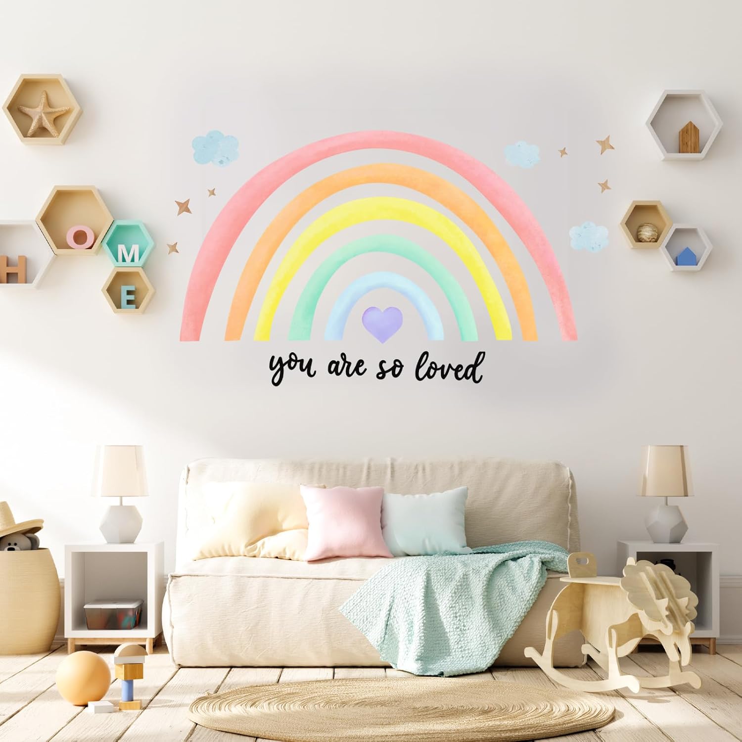 Containlol 30x14 Inch Rainbow Wall Decal for Kids Bedroom 1