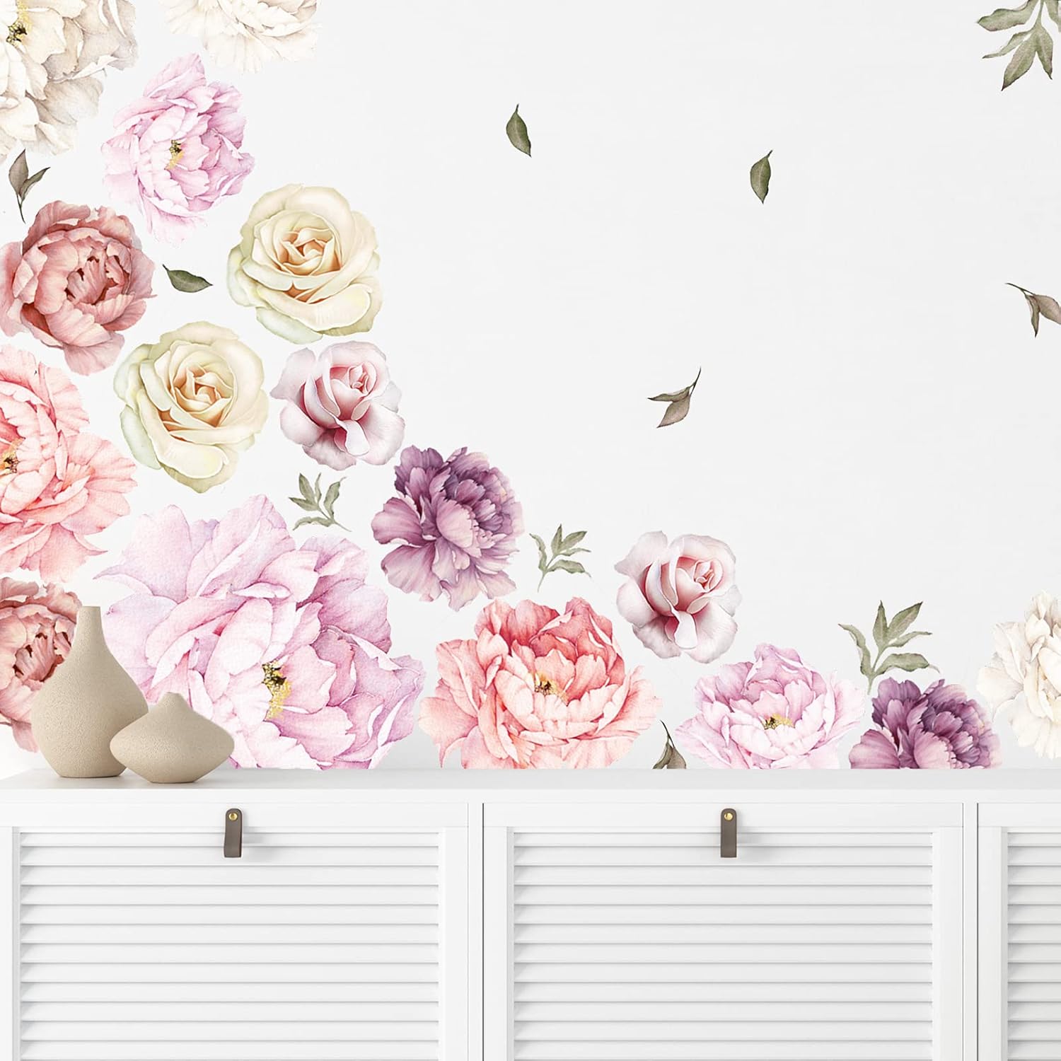 Large Floral Wall Decals 15 Peonies Stickers for Home Decor