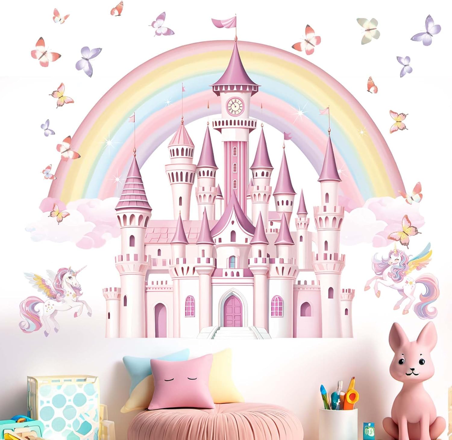 Amimagen Rainbow Castle Wall Stickers for Girls