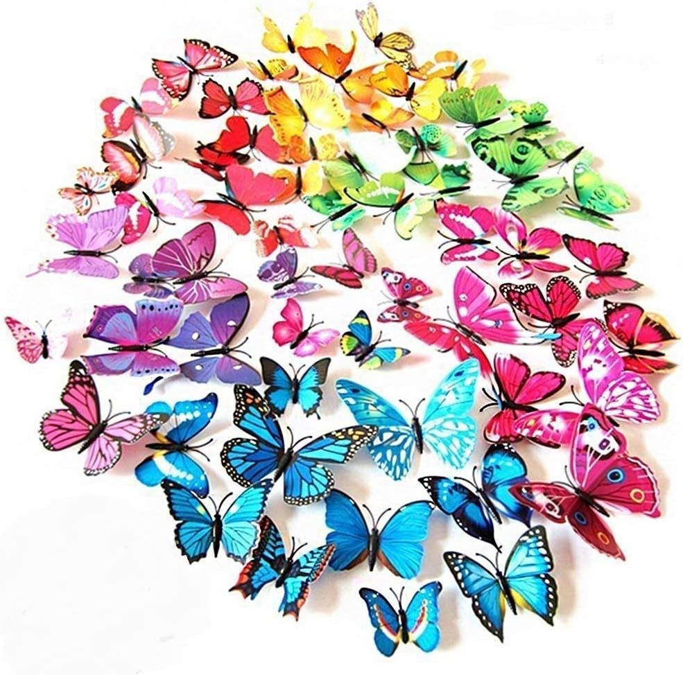 72 Pcs 6 Packs 3D Butterfly Wall Decals DIY Decorations