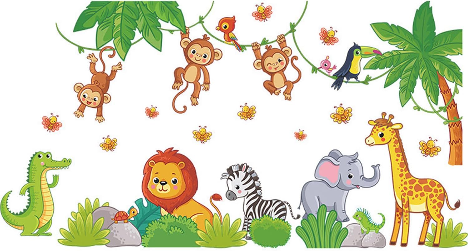 Safari Animals Wall Decals for Kids Room Decor