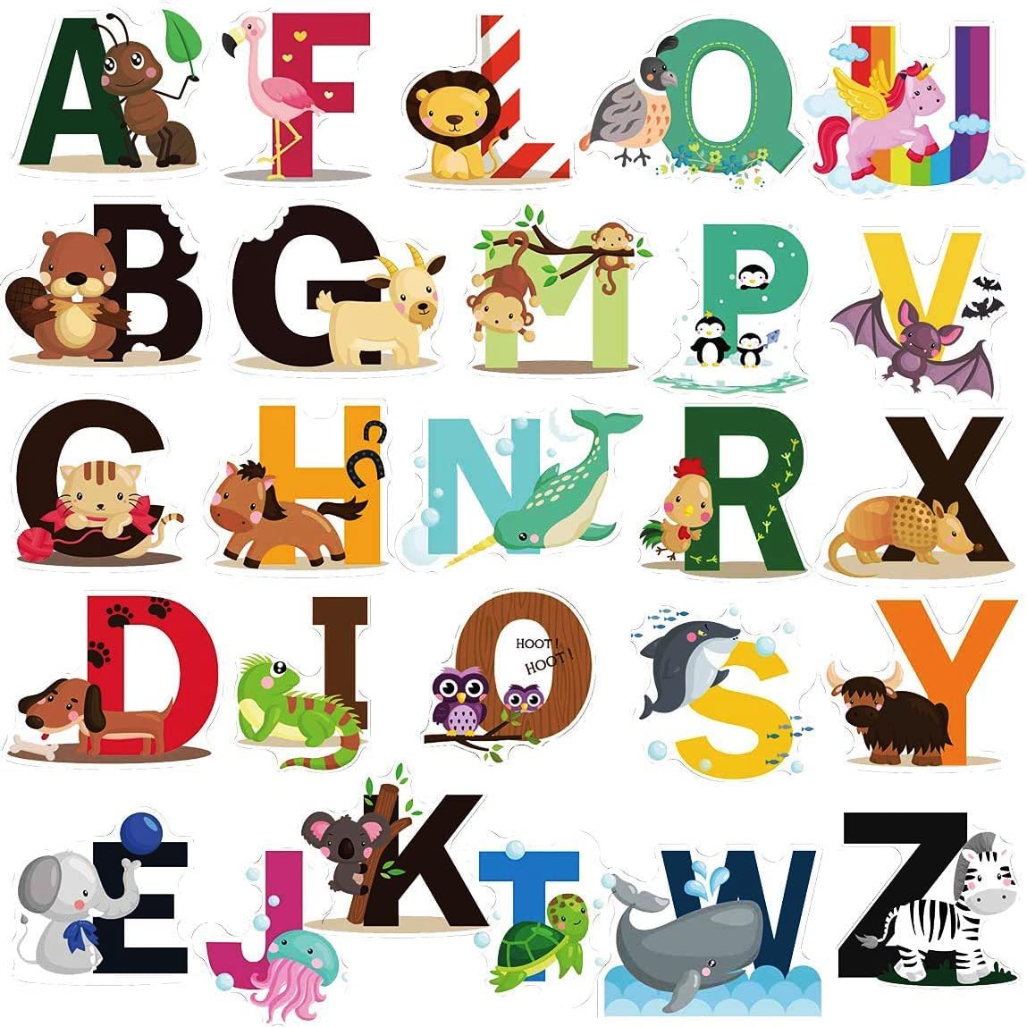 DEKOSH Animal Alphabet Wall Decals for Kids