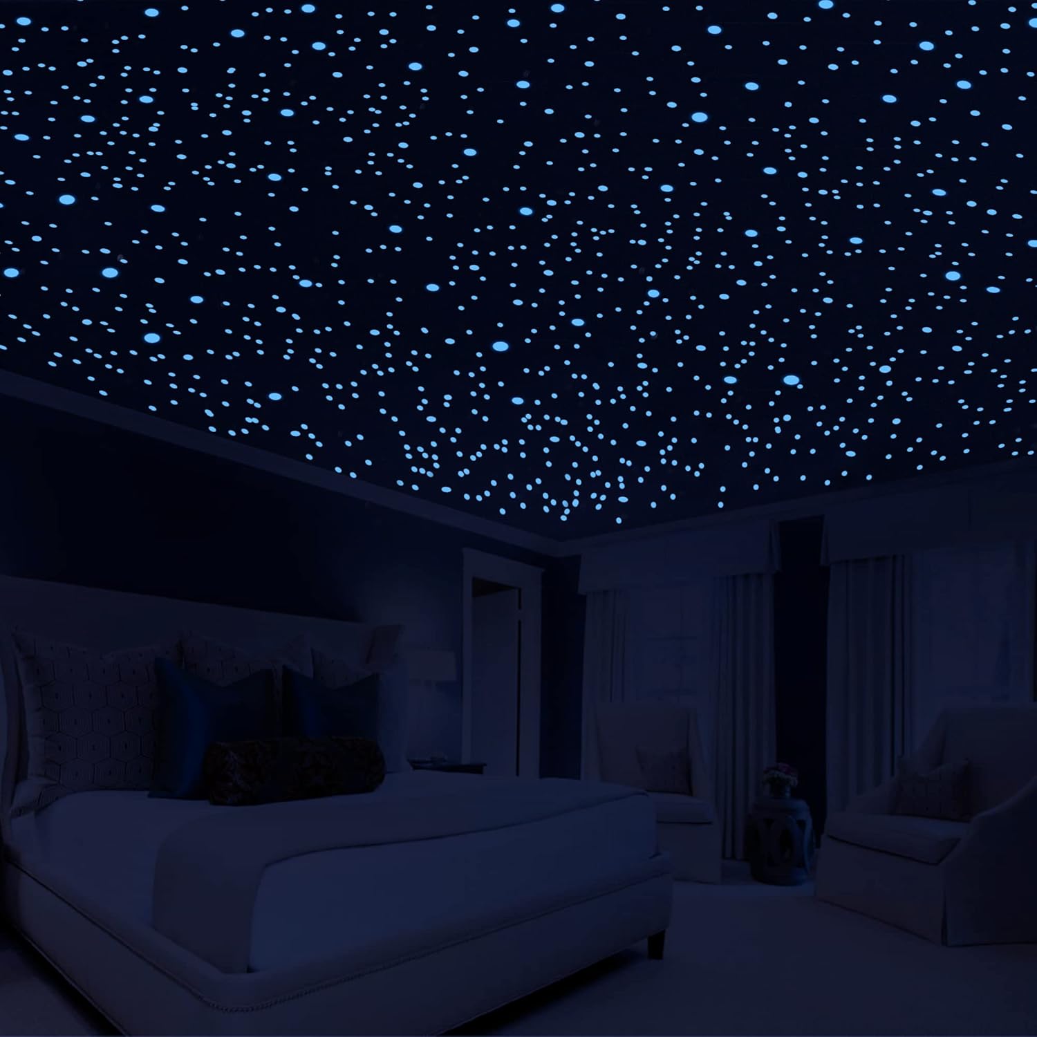 808 PCS Glow in The Dark Stars for Ceiling Wall Decor Stickers 3D Adhesive Dots Decor Starry Sky for Kids Bedroom